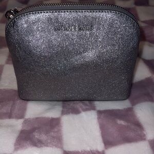 NWT Michael Kors Shimmering Silver Cosmetic Bag
